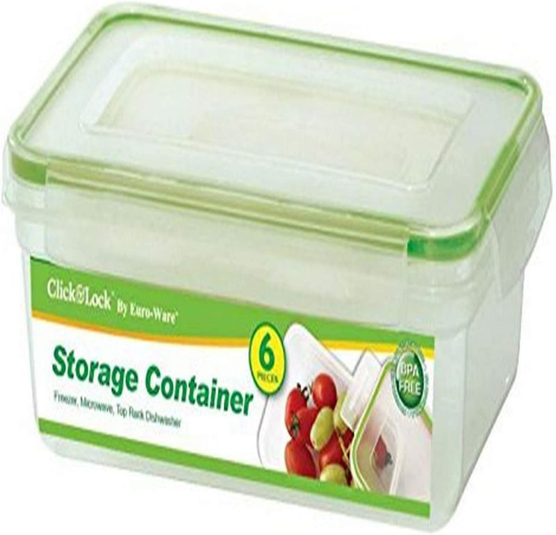 Photo 1 of Euro-Ware - 6 Piece Click and Lock Stay Fresh - Square Storage Containers with Lids, Clear
