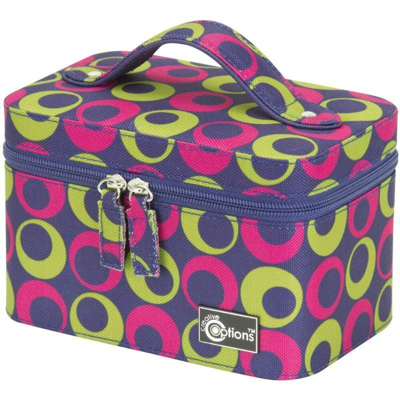 Photo 1 of Creative Options Mini Craft Valet 7"X4.5"X5.75"-Magenta/Green/Purple Adjustable Elastic Band in Lid Removable Storage Tray Secure Zipper Closure 