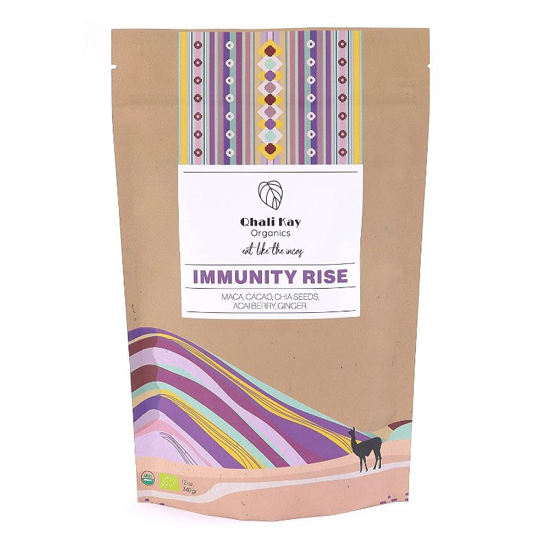 Photo 1 of Qhali Kay Organics Immunity Rise 12 oz - Acai, Organic Maca, Cacao, Chia Seeds, and Ginger - USDA Organic Superfood Powder - Natural Vegan Meal Supplement - No Added Sugar
