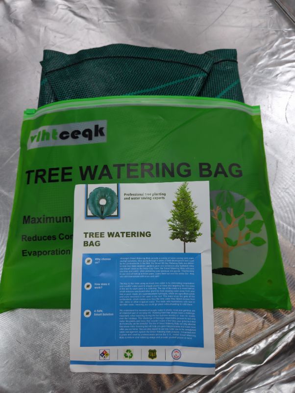 Photo 2 of Tree Watering Bag/Ring, Water Bag for Trees, Tree Drip Irrigation Watering Bag, Heavy Duty PVC Watering Donut, Low-Profile Perfect for Multi-Trunk New Trees and Shrubs(Green,5pack)