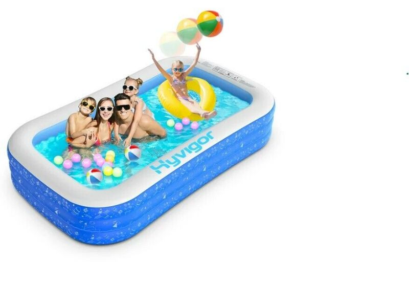 Photo 1 of Inflatable Swimming Pool, Hyvigor 118" X 69" X 21" Full-Sized Family Kiddie Blow up Pool for Kids, Adults, Baby, Children, Thick Wear-Resistant Big Above Ground, Garden, Backyard Water Party for Age 3+ - includes 2 Beach Balls and Carry Bag