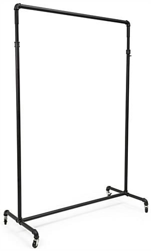 Photo 1 of Pipeline Clothing Rack with Single Tiered Bars - Height Adjustable – Black
