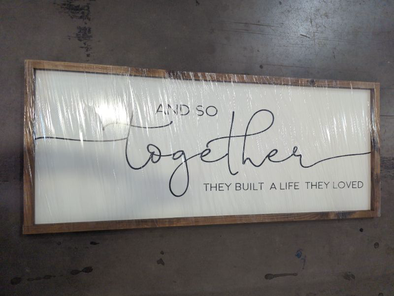 Photo 2 of And So Together They Built a Life They Loved | Above Bed Signs | Signs For Home | Signs For Bedroom | Bedroom Wall Decor | Signs For Above Bed | Anniversary Gift | Wedding Gift (20x48 inches)

