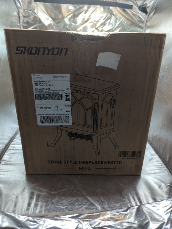 Photo 3 of SKONYON Electric Fireplace Infrared Quartz Electric Stove Heater, Black
