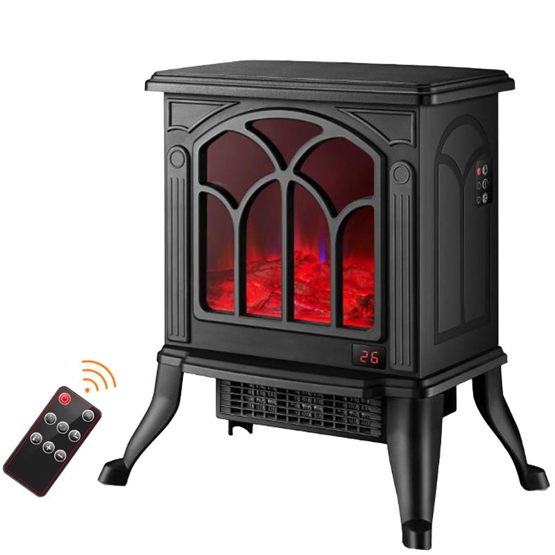 Photo 1 of SKONYON Electric Fireplace Infrared Quartz Electric Stove Heater, Black
