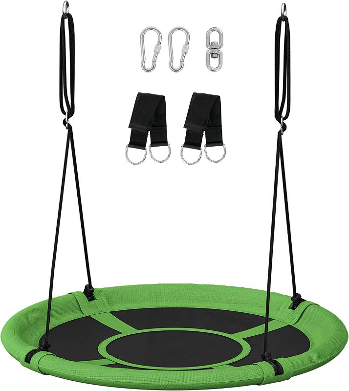Photo 1 of Saucer Tree Swing, 40 Inch, 700 lb Load, Includes Hanging Kit, Green and Black 
