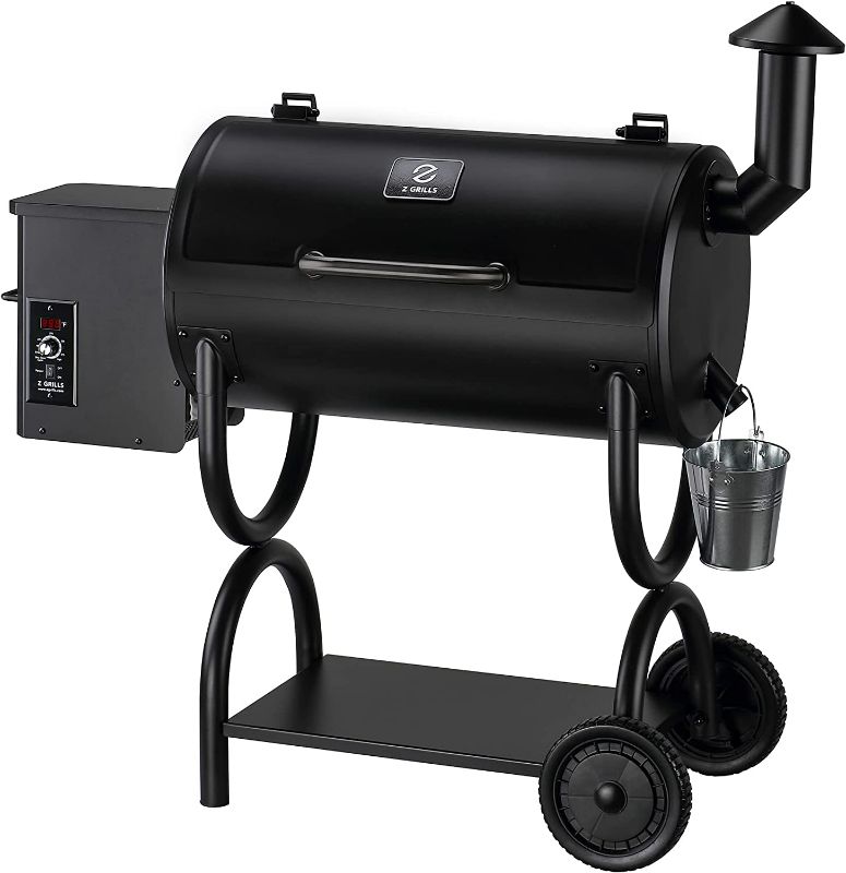 Photo 1 of Z GRILLS ZPG-550B Wood Pellet Smoker Grill, Auto Temperature Control, 553 sq in Cooking Area, 8 in 1 Grill for Outdoor BBQ, Black

