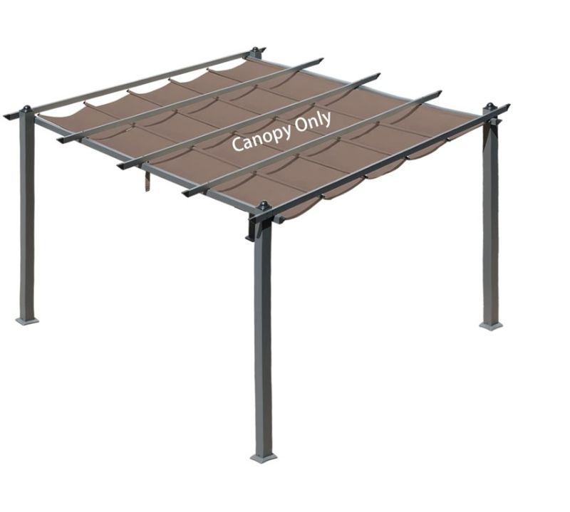 Photo 1 of Aoodor Universal Pergola Canopy Replacement Retractable Shade Fabric, for 10 x 10ft Pergola - Brown
