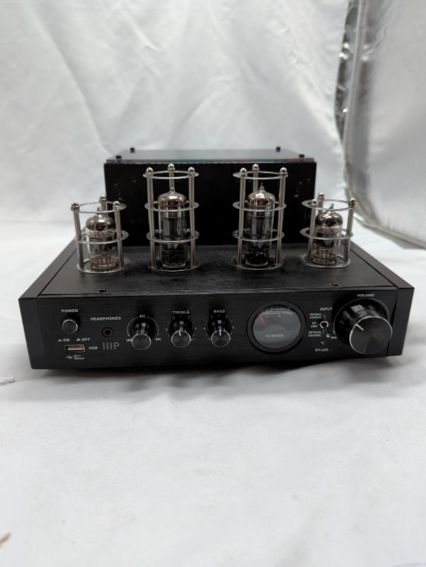 Photo 2 of Monoprice 25 Watt Stereo Hybrid Tube Amplifier with Bluetooth, Optical, Coaxial, and USB Inputs, and Subwoofer Out
