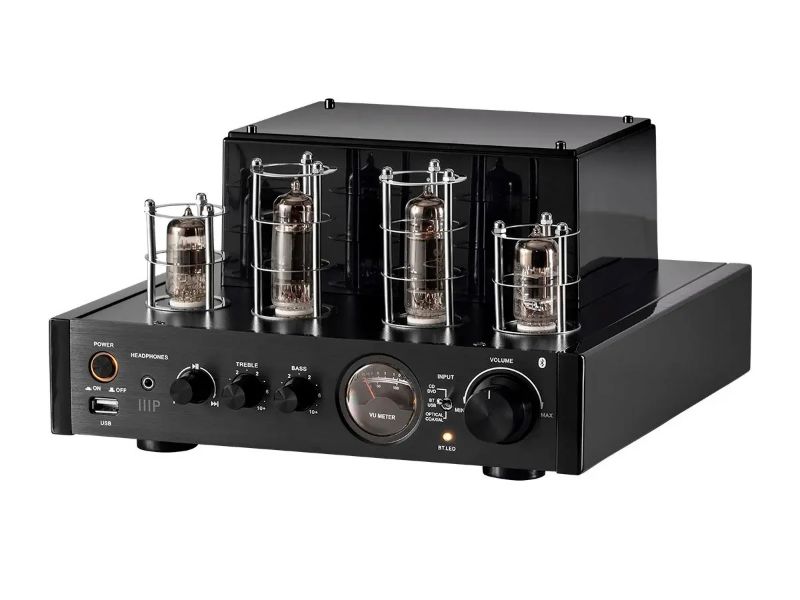 Photo 1 of Monoprice 25 Watt Stereo Hybrid Tube Amplifier with Bluetooth, Optical, Coaxial, and USB Inputs, and Subwoofer Out
