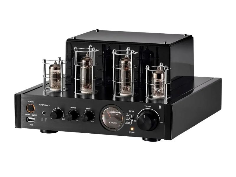 Photo 1 of Monoprice Stereo Hybrid Tube Amplifier 2019 Edition, 25 Watt with Bluetooth, Wired RCA, Optical, Coaxial, and USB Connections, and Subwoofer Out
