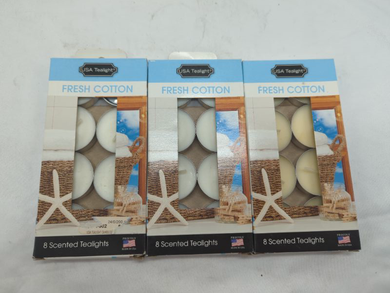 Photo 1 of Fresh Cotton Scented Tealight Candles, 8 Tealight Candles in Each Pack - 3 Packs - 24 Total Candles - Wonderful Aroma 