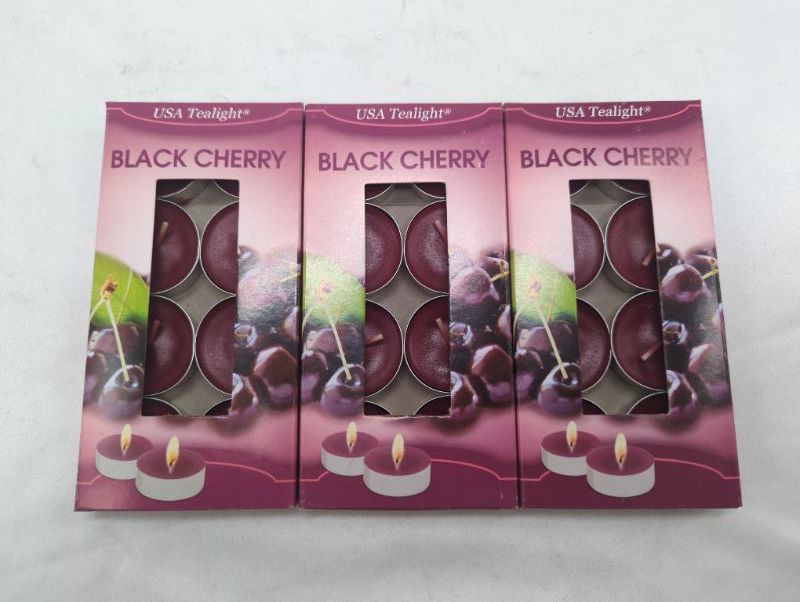Photo 1 of Black Cherry Scented Tealight Candles, 8 Tealight Candles in Each Pack - 3 Packs - 24 Total Candles - Wonderful Aroma 