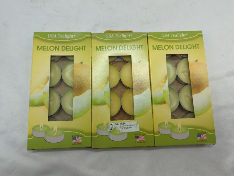Photo 2 of Melon Delight Scented Tealight Candles, 8 Tealight Candles in Each Pack - 3 Packs - 24 Total Candles - Wonderful Aroma 