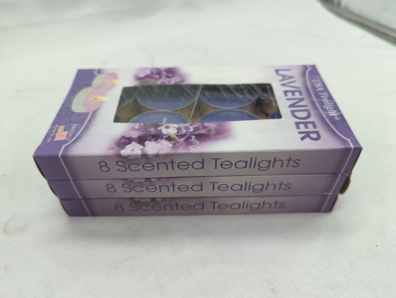 Photo 3 of Lavender Scented Tealight Candles, 8 Tealight Candles in Each Pack - 3 Packs - 24 Total Candles - Wonderful Aroma 