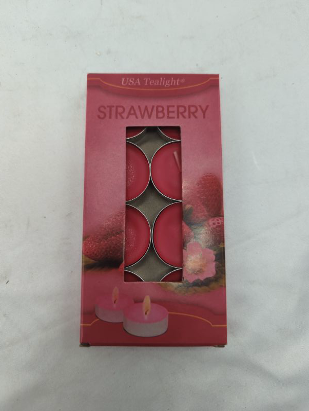 Photo 2 of Strawberry Scented Tealight Candles, 8 Tealight Candles in Each Pack - 3 Packs - 24 Total Candles - Wonderful Aroma 