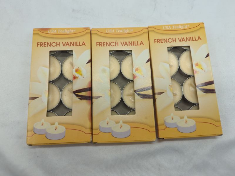 Photo 1 of French Vanilla Scented Tealight Candles, 8 Tealight Candles in Each Pack - 3 Packs - 24 Total Candles - Wonderful Aroma 