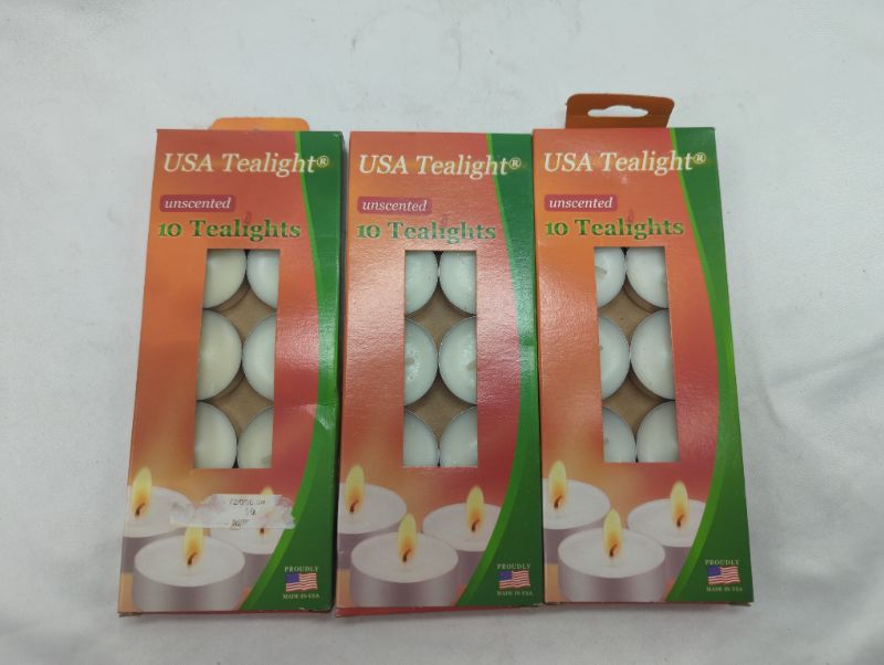 Photo 1 of Unscented Tealight Candles, 10 Tealight Candles in Each Pack - 3 Packs - 30 Total Candles  