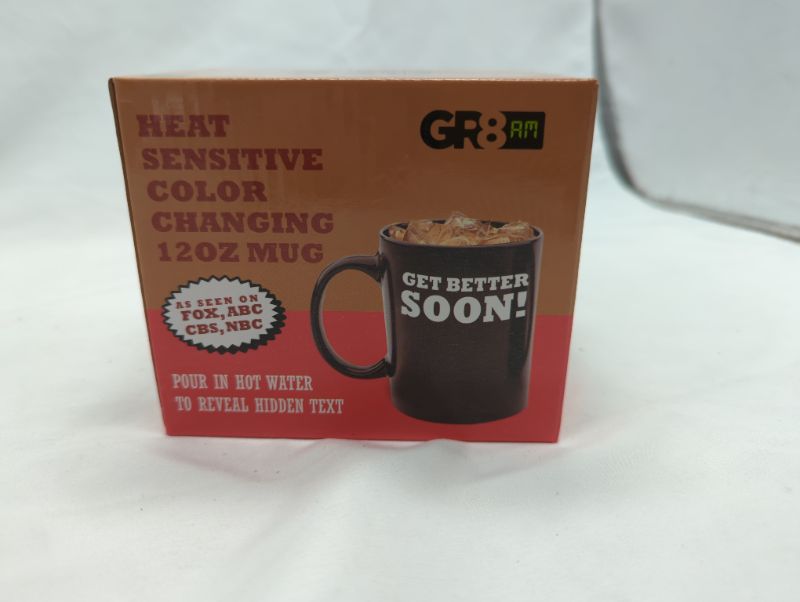 Photo 2 of GR8AM Text Revealing Tea Cup 12oz - Get Better Soon - Funny Coffee Mug for Men & Cute Coffee Cups for Women. Best Big Coffee Cups for Stocking Stuffers or Cute Gifts for Women Get Better (12oz) Ceramic