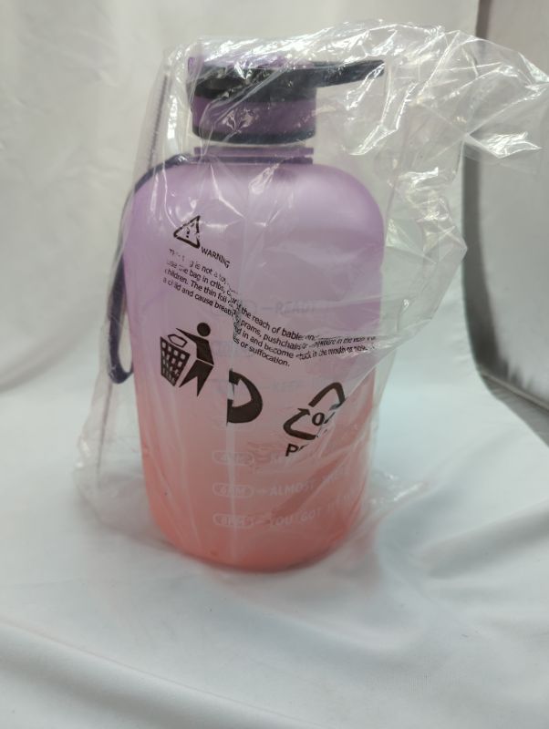 Photo 2 of KEEPTO 1 Gallon Water Bottle with Straw & Time Marker,BPA Free Motivational Water Jug with Strap Orchid/Light Coral Ombre