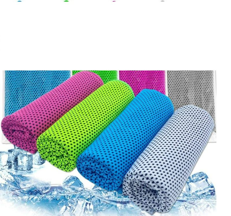 Photo 1 of 4 Pack Cooling Towels,Soft Breathable Chilly Towel,Ice Towel for Neck and Face,Microfiber Towel for Yoga,Gym,Jogging,Running,Camping,Travel