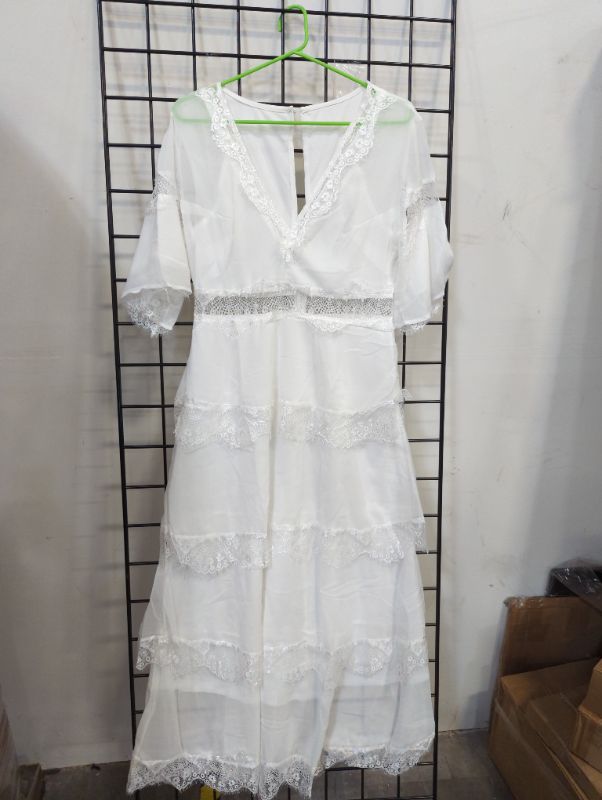 Photo 2 of Boho Lace Dress, White Lace Dress, Size Small