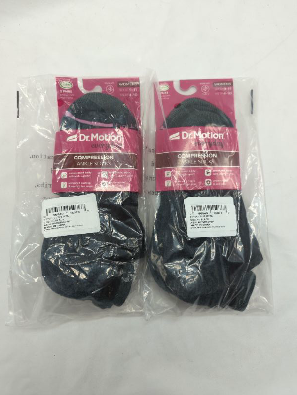 Photo 2 of Dr. Motion Women's 2pk Compression Low Cut Socks - One Size - Black - 2 Packs/4 Pairs Total