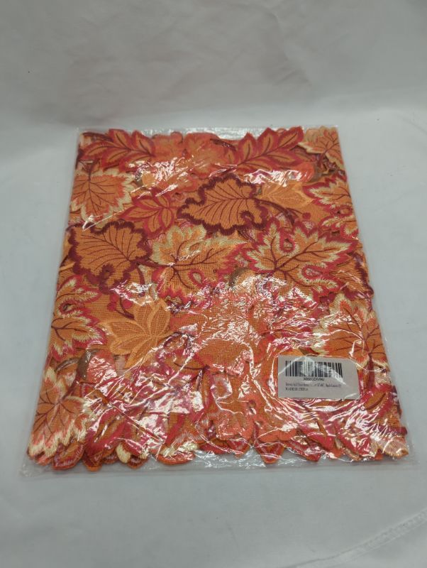 Photo 3 of GRANDDECO Fall Thanksgiving Day Table Runner 13X68 inches with Maple Leaves for Autumn Family Dinner Home Kitchen Decoration Christmas & Gathering Orange Red(Maple Leaves-2, Runner 13X68(33X172cm))
