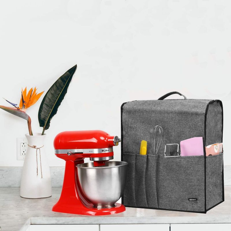 Photo 1 of Akinerri Kitchen Aid Mixer Cover Stand Mixer Dust Proof Cover with Accessory Storage Pockets and Handles Kitchen Appliance Cloth Cover Organizer Bag Fits All Tilt Head & Bowl Lift Models
