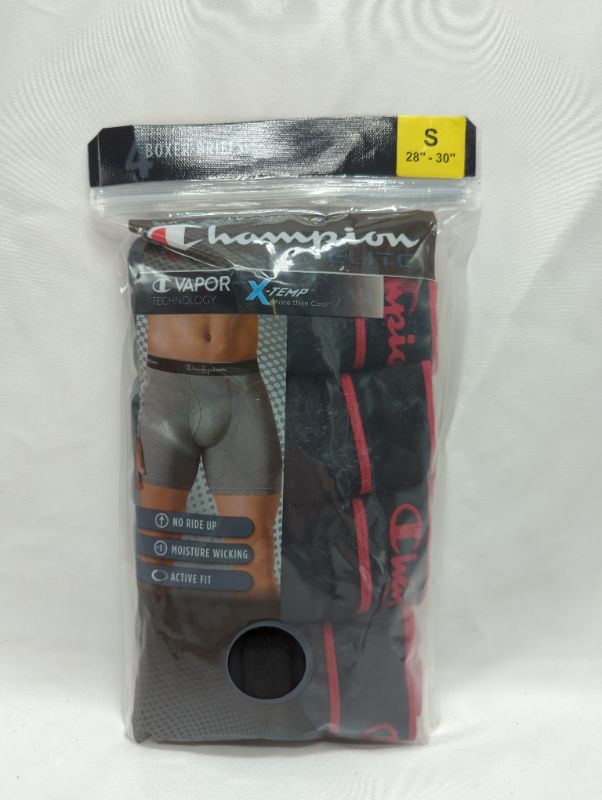 Photo 2 of Champion Men's Elite X-Temp Boxer Briefs 4-Pack - Black - Size Small
