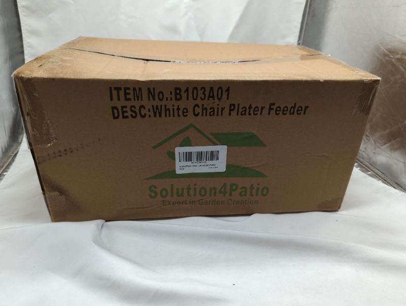 Photo 2 of Solution4Patio White Swing Wild Bird Feeder for Outside, Metal Mesh Bottom, Cute Bench Bird Feeder or Squirrel Feeder for Yard, Porch Decoration, Large Capacity, Easy to Fill & Clean, #8455