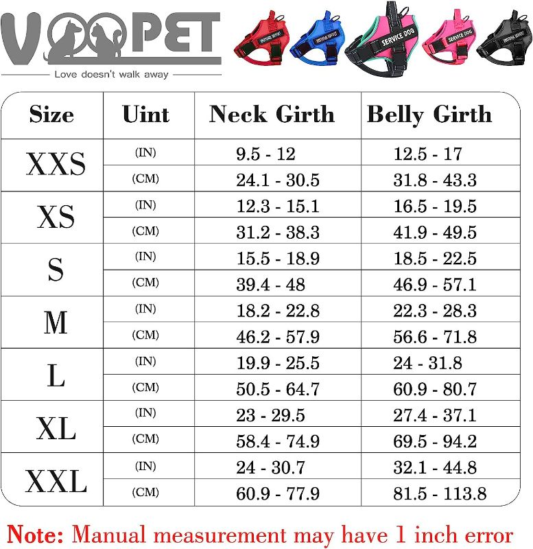 Photo 2 of voopet Service Dog Harness, Emotional Support Pet Vest Harness, Reflective Breathable and Adjustable No-Pull ESA Dog Harness for Small Medium Large Dogs (with 4 PCS Removeable Tags)X-Large (Pack of 1)
