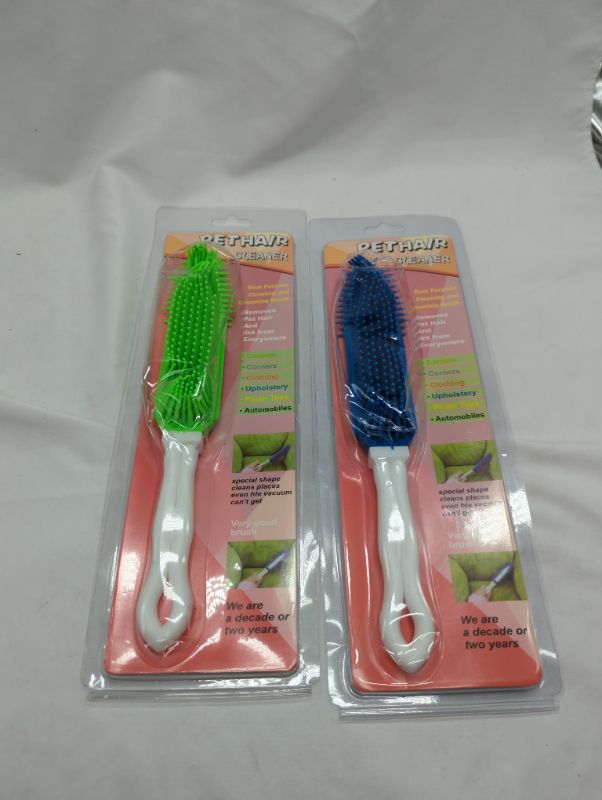 Photo 2 of Pet Hair Remover Brushes Green Soft Small Animal Massage Tool Silicone Pet Dog Sticky Hair Tool Puppy Cat Hair Bath Brush Comb Depilation 2Pcs - Green/Blue