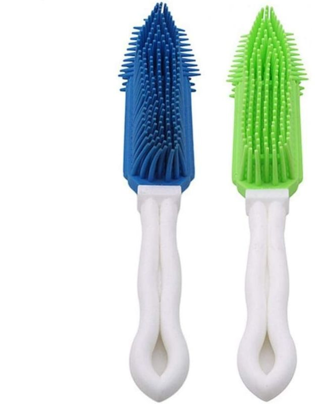 Photo 1 of Pet Hair Remover Brushes Green Soft Small Animal Massage Tool Silicone Pet Dog Sticky Hair Tool Puppy Cat Hair Bath Brush Comb Depilation 2Pcs - Green/Blue