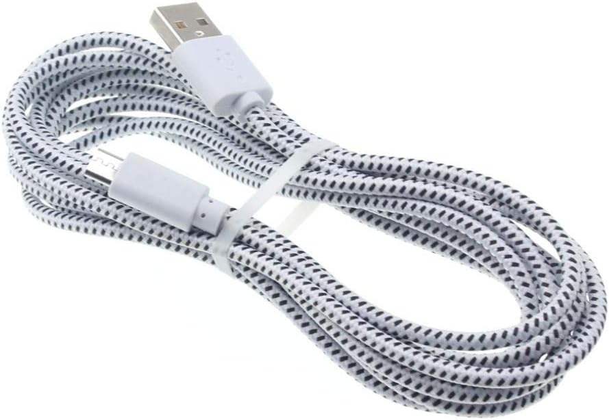 Photo 1 of 10ft Long USB Cable MicroUSB Charger Cord Power Wire Compatible with Alcatel Jitterbug Smart - Jitterbug Smart 2 - Onyx - PIXI Charm - Pop 3 - Pop Astro - Pop Icon - POP ICON 2 - Pop Mega - 2 Pack + Wall Charger
