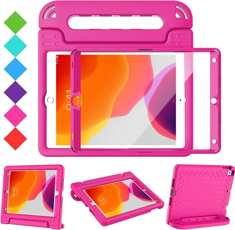 Photo 1 of BMOUO Kids Case for iPad 9th/8th/7th Generation, iPad 10.2 2021/2020/2019 Case with Screen Protector, Shockproof Convertible Handle Stand iPad 9th/8th/7th Generation Case for Kids Toddlers, Rose
