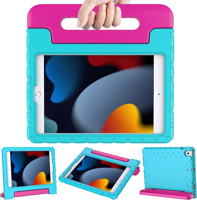 Photo 1 of LTROP New iPad 9th Generation Case 2021, iPad 8th/7th Generation Case for Kids, iPad 10.2 Case 2021/2020/2019, Shockproof Handle Stand Kids Case for iPad 9th/8th/7th Gen 10.2-inch, Teal and Rose
