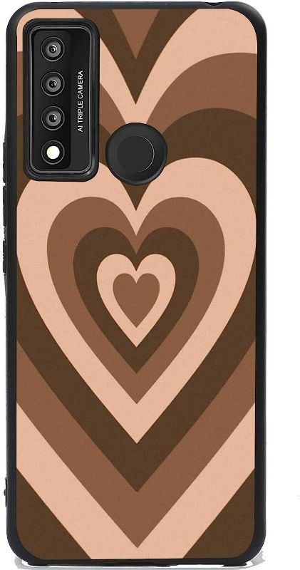 Photo 1 of Compatible with TCL 20XE Case,Brown Love Heart Coffee Latte Swirls Pattern for TCL Case Girls Men,Shockproof Soft Silicone Bumper Case for TCL 