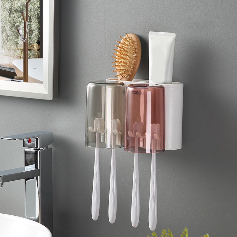 Photo 1 of iHave toothbrush holders wall mounted kids toothbrush toothpaste holder with cups for bathrooms electric toothbrush organizer bathrooms countertop space saving