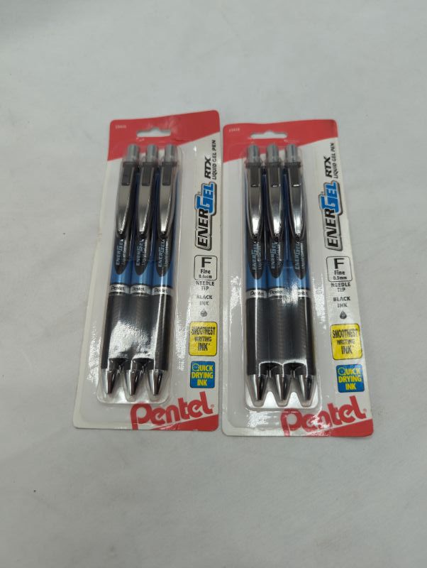 Photo 2 of Pentel® EnerGel® Deluxe RTX Retractable Pens, Needle Point, 0.5 mm, Assorted Barrels, Black Ink, Pack Of 3 Black 3 Count (2 Packs)