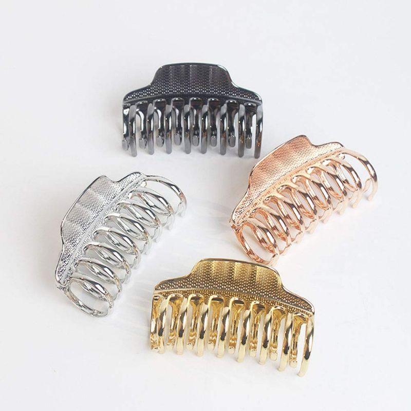 Photo 1 of GranVista 4 piece set Hair Claw Clip Strong Large Metal Barrette Clamp For Thick Long Painless Making Bun Pullup Updo, Girls Women Accessories,
