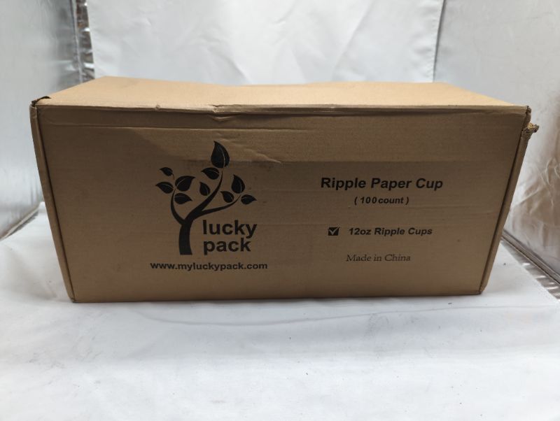 Photo 3 of Luckypack Hot Paper Cups_12 oz Disposable Insulated Corrugated Sleeve Ripple Wall Paper Cup for Drink?Hot Coffee Cups ?100,12oz Cups? (Brown)
