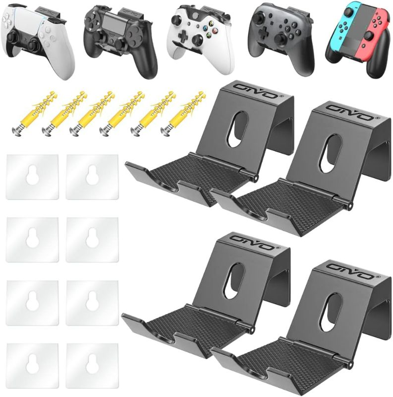 Photo 1 of OIVO Controller Wall Mount Holder for PS3/PS4/PS5/Xbox 360/Xbox One/S/X/Elite/Series S/Series X Controller, Pro Controller, Upgraded Adjustable Wall Mount for Video Game Controller&Headphones- 4 Pack
