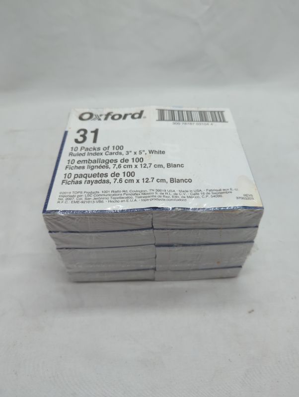 Photo 2 of Oxford Ruled Index Cards, 3" x 5", White, 1,000 Cards, 10 Packs of 100