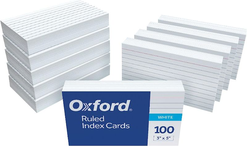 Photo 1 of Oxford Ruled Index Cards, 3" x 5", White, 1,000 Cards, 10 Packs of 100