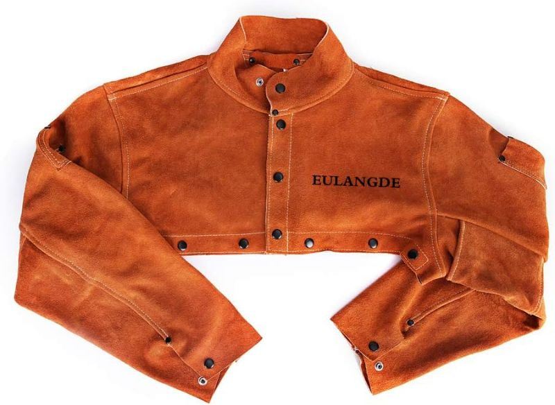 Photo 1 of EULANGDE Premium Split Welders Heat Resistant Leather Cape Sleeve,Adjustable Cuffs, Adjustable Collar for Men & Women (XX-Large)
