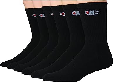 Photo 1 of Champion Men's Performance Crew Socks 6-Pack - Black - Size 6-12