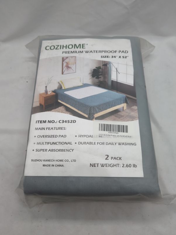 Photo 2 of COZIHOME Incontinence Bed Pads, Heavy Absorbency Reusable Washable Waterproof Mattress Protection for Adults, Elderly and Pets (34x52 Inch, Pack of 2)
