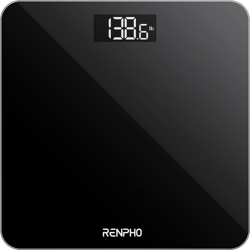 Photo 1 of RENPHO Digital Bathroom Scale, High Precision Body Weight Scale with Illuminated LED Display, Round Corner Design, 400lbs, Black Core 1S
