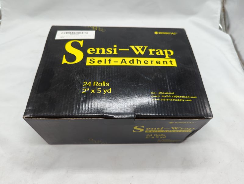 Photo 2 of Sensi Wrap Grip Cover Self Bandage Rolls Sports Adherent Tape 2 inch x 5 Yards, Pack of 24 (Black)